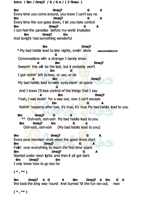 Ed Sheeran Bad Habits Chords Recipe Hideaway