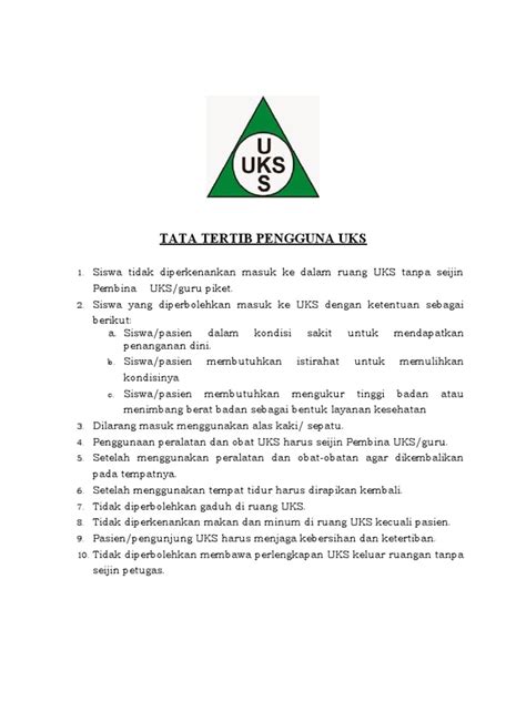 Tata Tertib Pengguna Uks Pdf