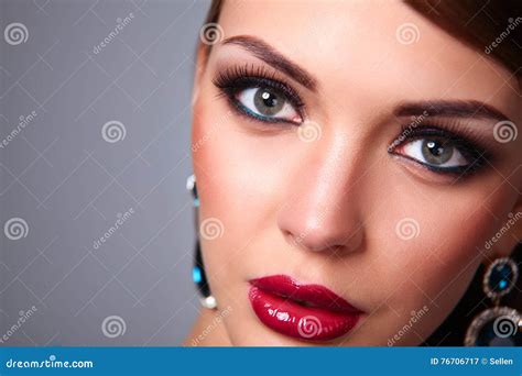 Beautiful Woman With Evening Make Up Stock Image Image Of Bright