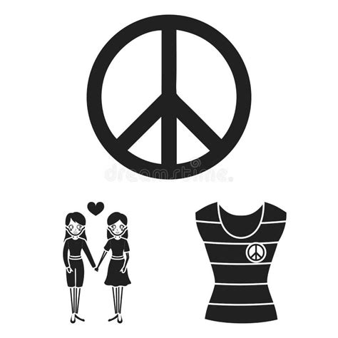 Gay And Lesbian Black Icons In Set Collection For Design Sexual Minority And Attributes Vector