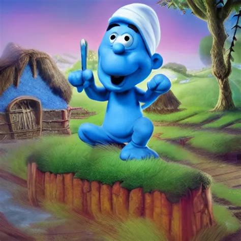 The Smurf Village Artwork By Disney Stable Diffusion