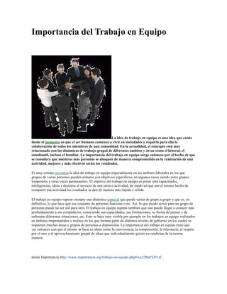 Importancia Del Trabajo En Equipo Pdf