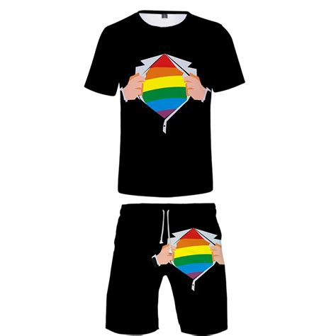 Gay Male Symbol Rainbow Pride Two Piece Outfit Set Queerks