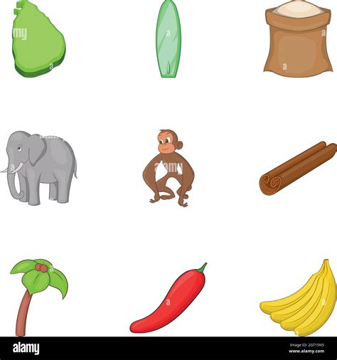 Sri Lanka Icons Set Cartoon Style Stock Vector Image And Art Alamy