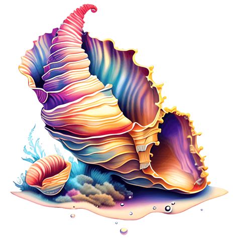 Colorful Conch Shell Illustration By Kinkade Wall · Creative Fabrica