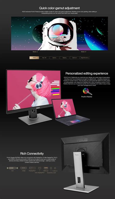 Asus 27 Inch Proart Pa278qv Wqhd E 2 Calman Verified Ergonomic