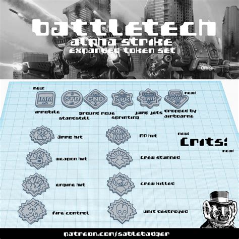 3d Printable Battletech Alpha Strike Tokens Expanded By Brander