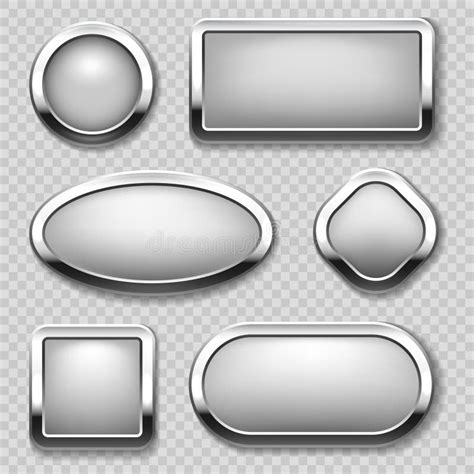 Round Chrome Button Collection On Transparent Background Vector Metal