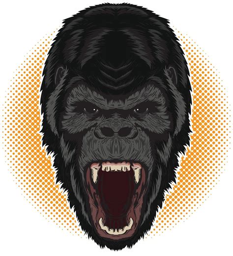 Angry Gorilla Face Vector Illustration In Hand Drawn Style Good For