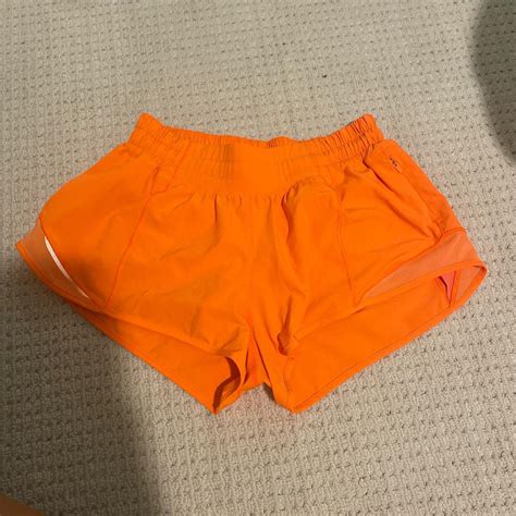 Orange Lululemon Hotty Hot Shorts Size Depop
