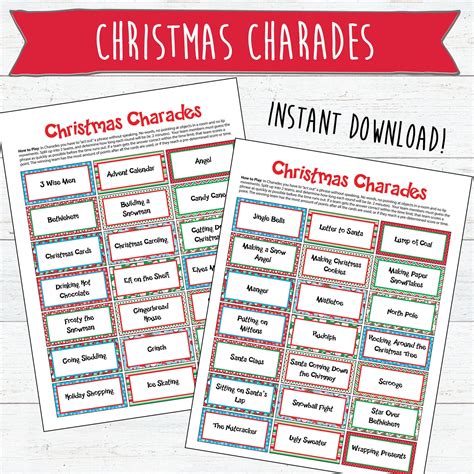 Christmas Charades Game Christmas Party Games INSTANT Download ...