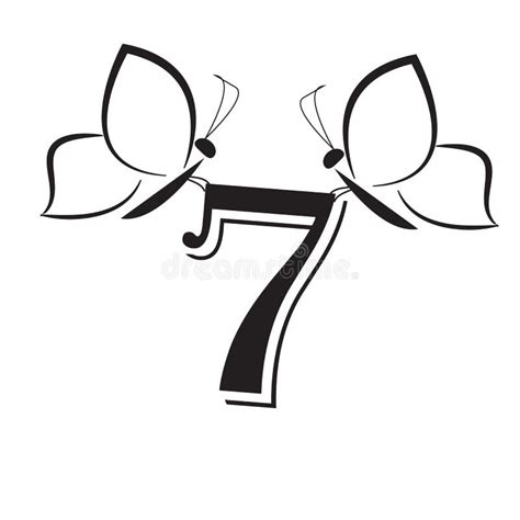 Butterflys With Number Seven Stock Vector Illustration Of Summer