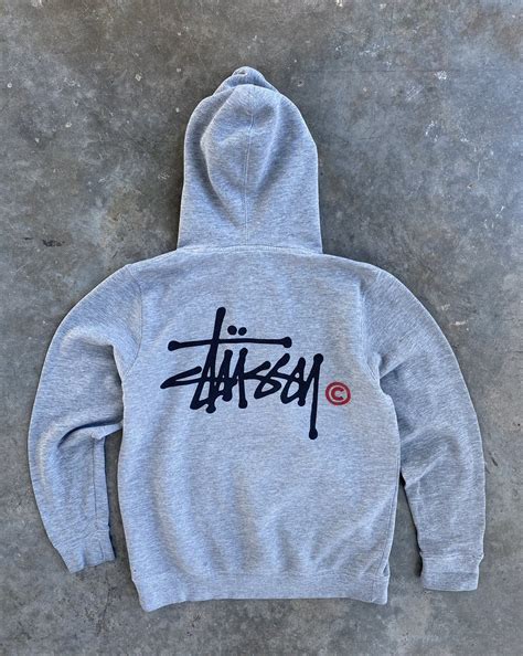 vintage vintage stussy classic logo hoodie grey small skate tribe