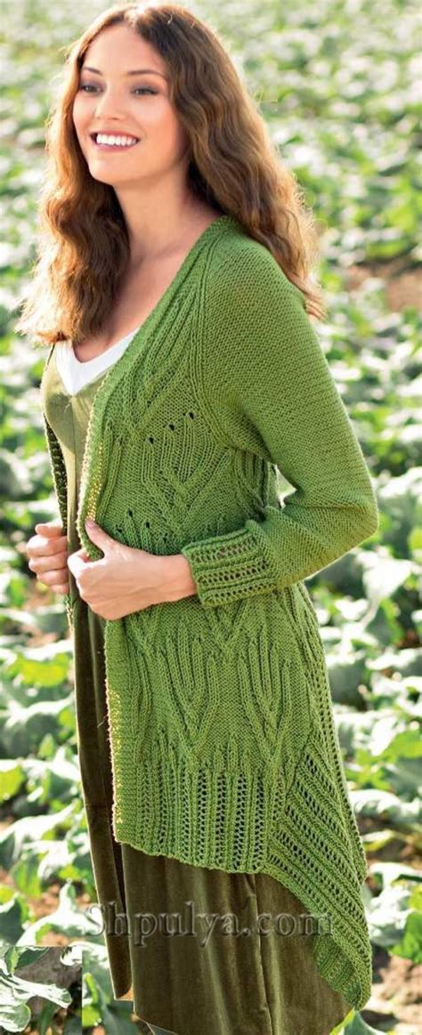 Зеленый жакет со скошенным низом | Knit jacket, Sweater dress, Fashion