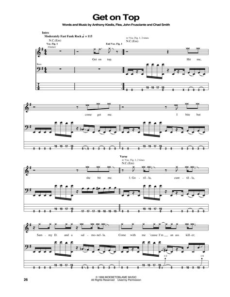 Get On Top By Red Hot Chili Peppers Bass Tab Guitar Instructor