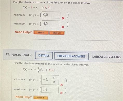 Solved Find The Absolute Extrema Of The Function On The Chegg