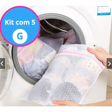 Kit Sacos De Lavar Roupas Protetor De Roupa Íntima Lingerie Tamanho Grande x cm