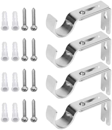 Pcs Curtain Pole Brackets Metal Curtain Holder Adjustable Curtain