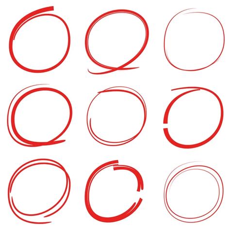 Red Hand Drawn Marker Elements Blank Circles Ovals Stock Vector By