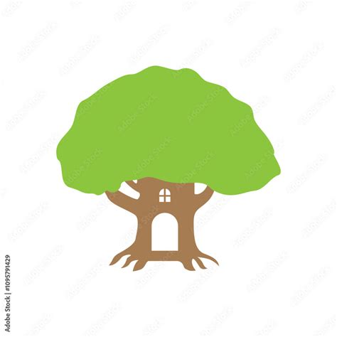 Simple Modern Treehouse Logo Design Vector Illustration Stock Vector