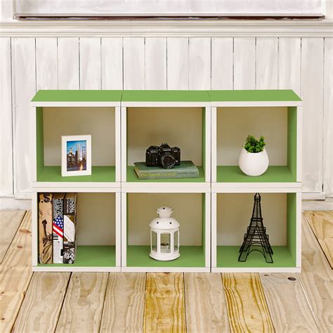 basics eco stackable modular storage cubes  pack green