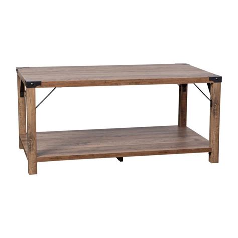 flash furniture wyatt modern farmhouse wooden  tier coffee table