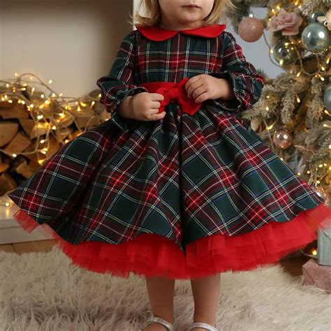 Buy Girl Long Sleeve Plaid Christmas Dress Green Fabulous Bargains