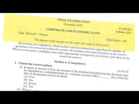 CMA Final Law Exam Paper Review December 2023 Attempt Cma Ca Exam