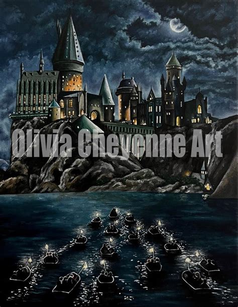 Harry Potter Hogwarts Castle At Night Fine Art Print Of Etsy