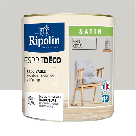 Peinture RIPOLIN Murs Boiseries Gris Cetus Satin 0 5L Bricorama