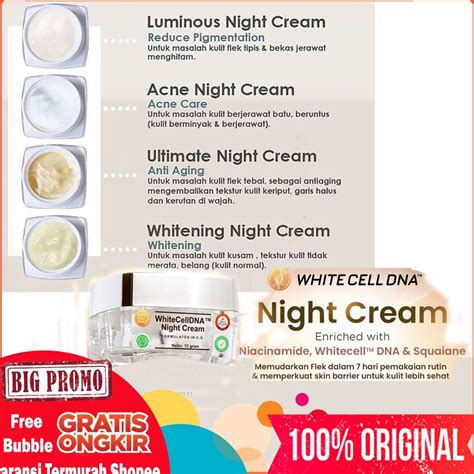 Jual D1skn Prm Night Cream White Cell Dna Night Cream Ms Glow Whitening