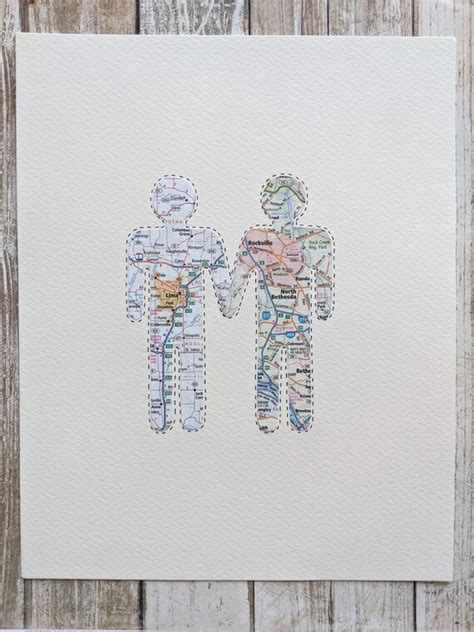 Same Sex Wedding Gift Gay Wedding Gift Personalized Map Art Etsy