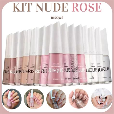 Kit Esmaltes Hipoalergênicos Tons Nude Rosa e Branco RISQUÉ Shopee Brasil