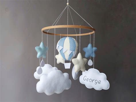 Hot Air Ballon Baby Mobile Boy Crib Musical Mobile Bb Travel Theme Nursery Decor Personalized