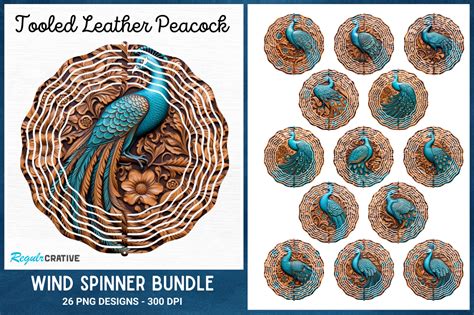 Tooled Leather Peacock Wind Spinner Graphic By Regulrcrative · Creative