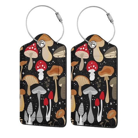 Disketp 1 Luggage Tag For Suitcase,Various Mushrooms Leather Baggage