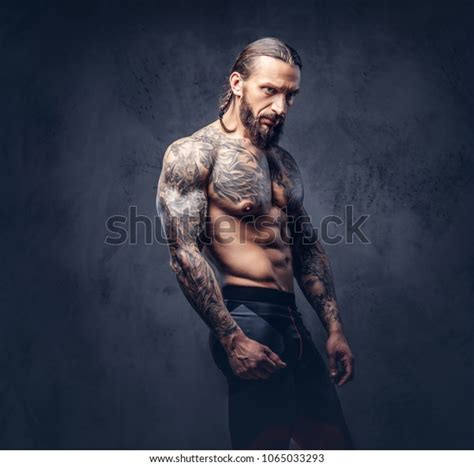 Portrait Muscular Naked Bearded Tattoed Male Stock Photo Shutterstock