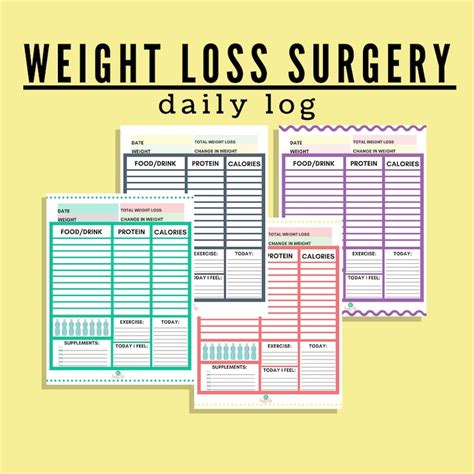 Weight Loss Surgery Log Bariatric Surgery Wls Daily Food Log