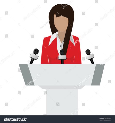 Vector Illustration Woman Orator Speaking Tribune Stock Vector