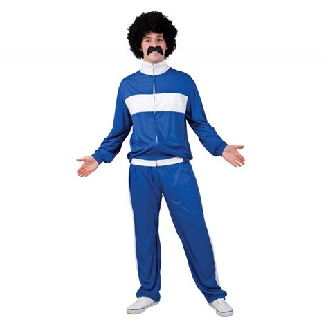 Mens 80s Retro Trackie Costume Adult Shell Suit Scouser Fancy Dress