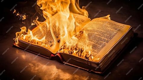 Premium Photo Generative Ai And Bible On Fire