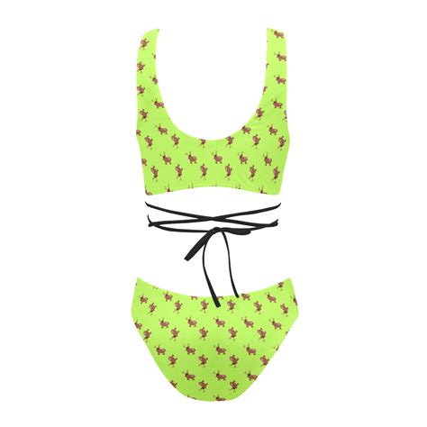 Kawaii Cute Deer Green Cross String Bikini Set Model S29 ID D5998111