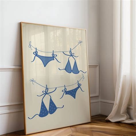 Blue Bikini Wall Art Aesthetic Etsy