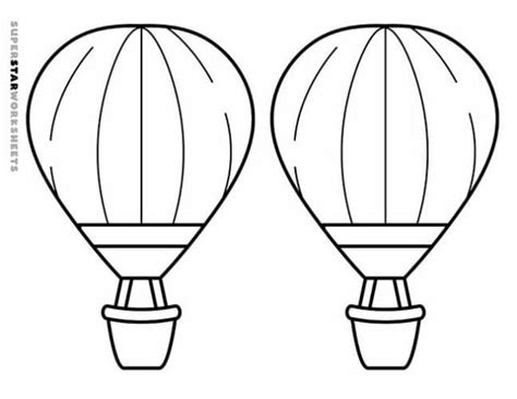 Hot Air Balloon Template Free Printables Superstar Worksheets