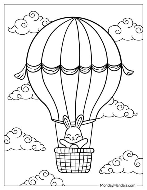 Hot Air Balloon Coloring Template