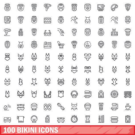Bikini Icons Set Outline Style Vector Art At Vecteezy