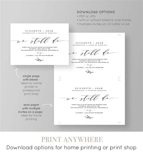 Vow Renewal Invitation Template Printable Anniversary Invite Etsy