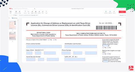 Texas Address Change Form Dl Pdfliner