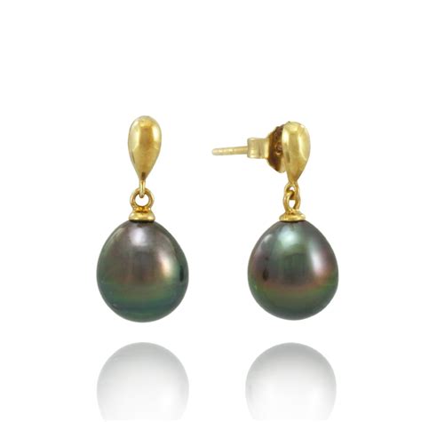 Tahitian Pearl Earrings In Gold Plated Timeless Elegance Eagppe000