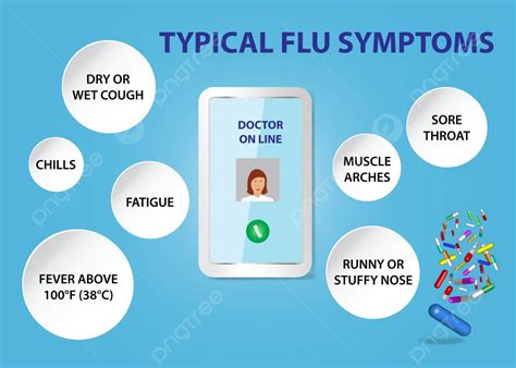 typical flu symptoms vector  care treatment technology